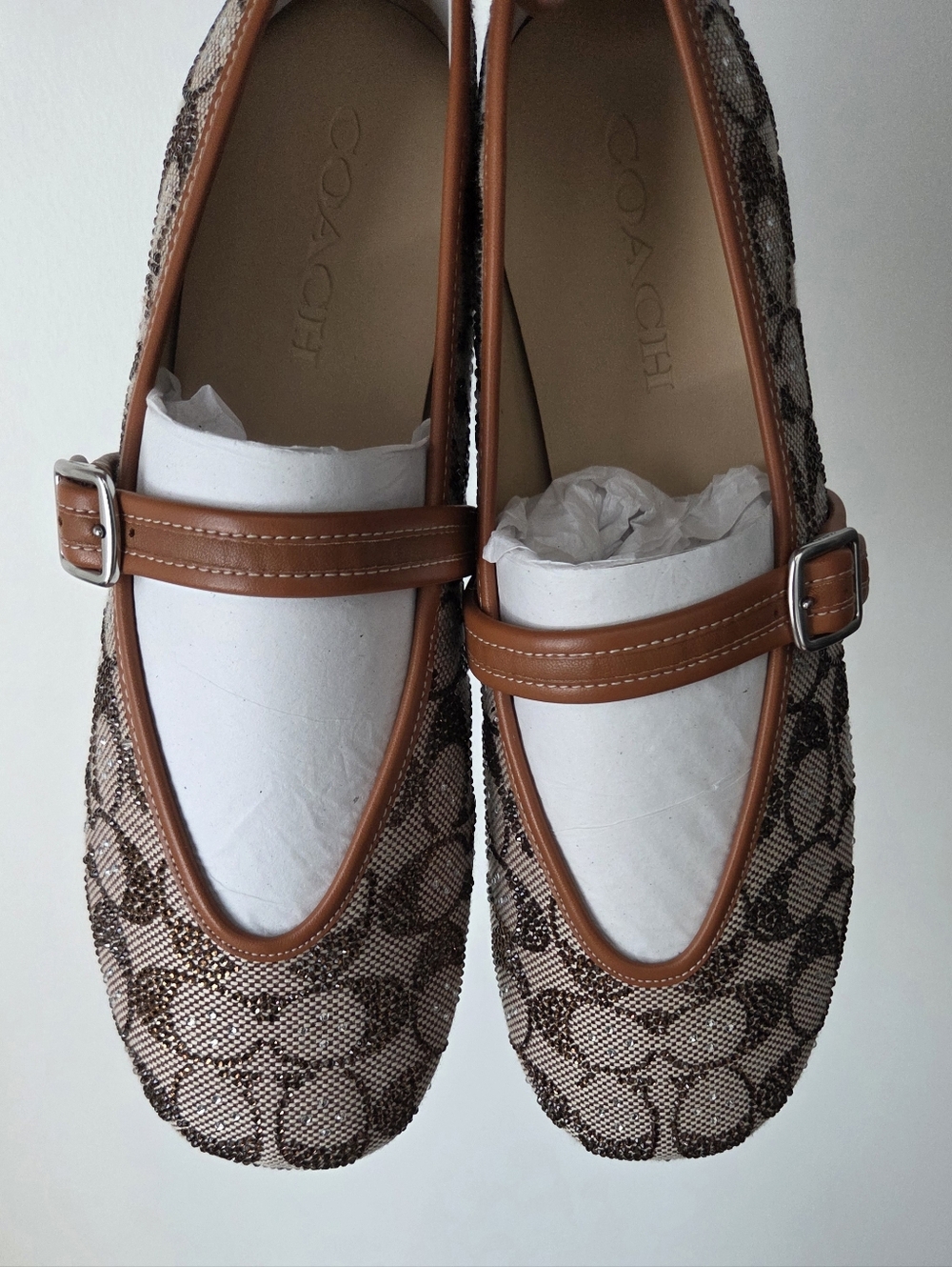 Coach Mary Jane Signature Crystal Jacquard Flats
